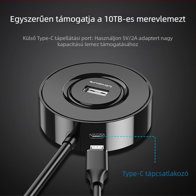 USB 2.0 hub, 4-port, bus-powered USB bővítő dokk, modell US018, átviteli sebesség 300 MB/s