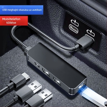 USB-C autós hub, 4 porttal, USB 3.1, USB-n keresztüli táplálás