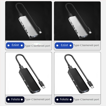 USB-C autós hub, 4 porttal, USB 3.1, USB-n keresztüli táplálás
