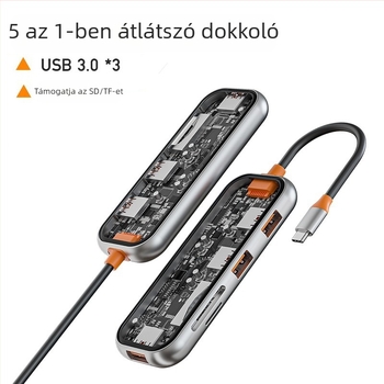 HCET W501 Type-C dokkoló állomás HDMI-vel, RJ45-vel, USB 3.0-val és SD-kártyaolvasóval