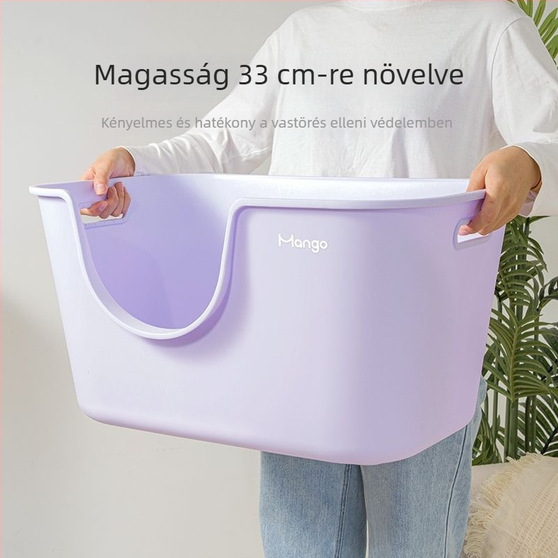Nagyméretű macskaalomtál, megemelt és megerősített, antifröccsenés, nyitott típusú, otthoni használatra (PVC; Nincs okos funkció)