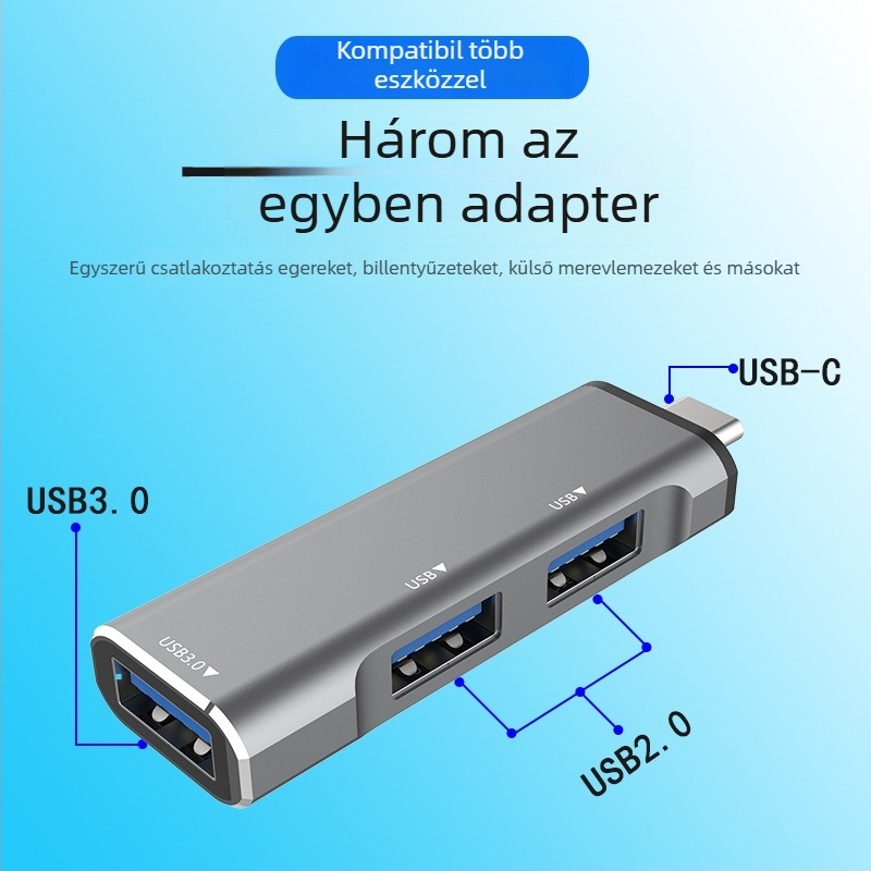 slovjo SRJ-303C USB-C hub 3-portos, 5 Gbps, külső tápellátás nélküli