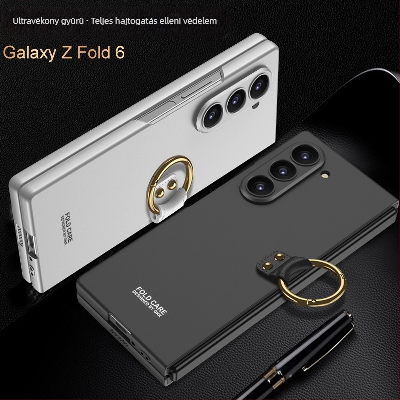 Samsung Galaxy Z Fold6-hoz ultra vékony védőtok gyűrűs tartóval és pontos kameranyílásokkal