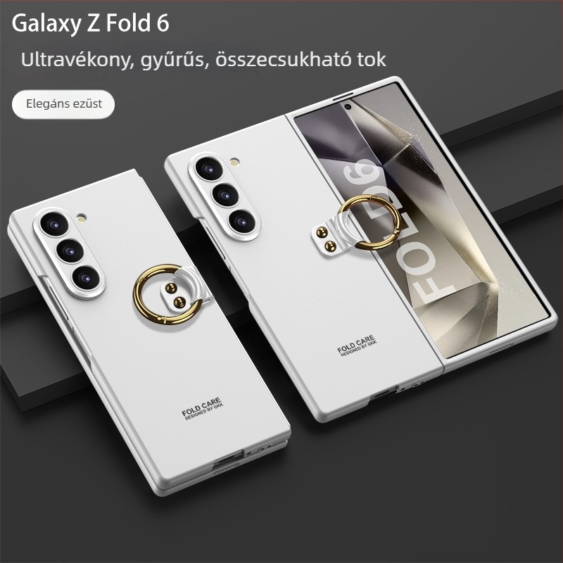 Samsung Galaxy Z Fold6-hoz ultra vékony védőtok gyűrűs tartóval és pontos kameranyílásokkal