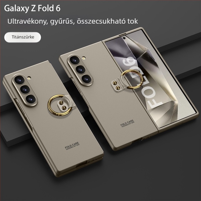 Samsung Galaxy Z Fold6-hoz ultra vékony védőtok gyűrűs tartóval és pontos kameranyílásokkal