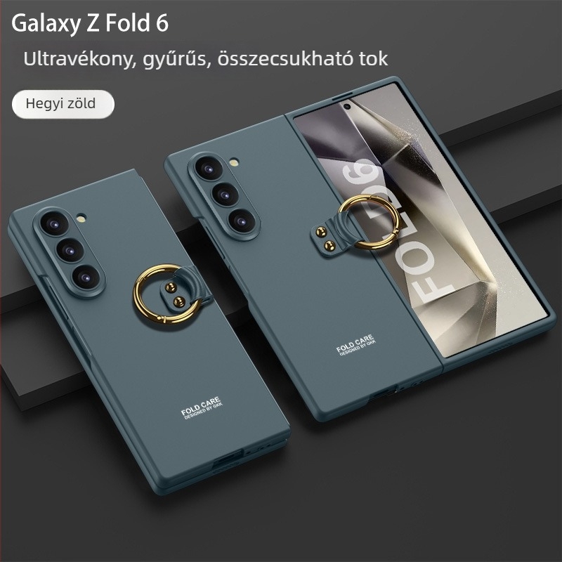 Samsung Galaxy Z Fold6-hoz ultra vékony védőtok gyűrűs tartóval és pontos kameranyílásokkal