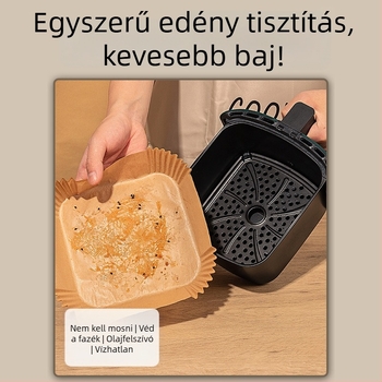 Yiwei Szilikon sütőpapír olajfelszívó párnával — négyzet alakú, alkalmas fritőzre és sütőre, szilikon olaj bevonattal