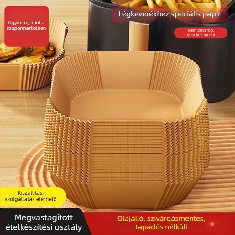 Yiwei Szilikon sütőpapír olajfelszívó párnával — négyzet alakú, alkalmas fritőzre és sütőre, szilikon olaj bevonattal