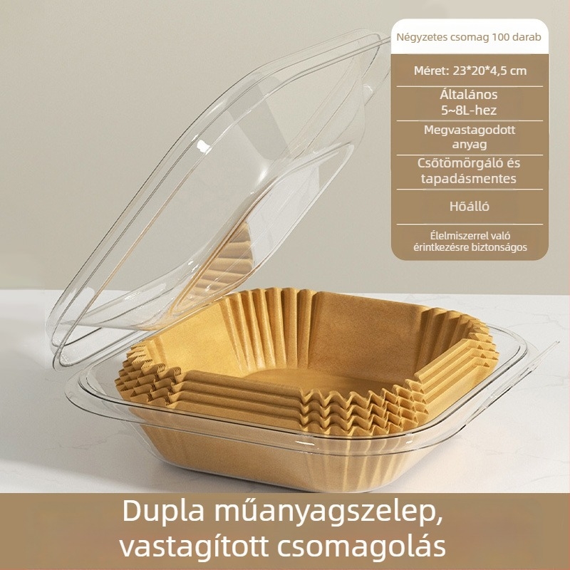 Yiwei Szilikon sütőpapír olajfelszívó párnával — négyzet alakú, alkalmas fritőzre és sütőre, szilikon olaj bevonattal