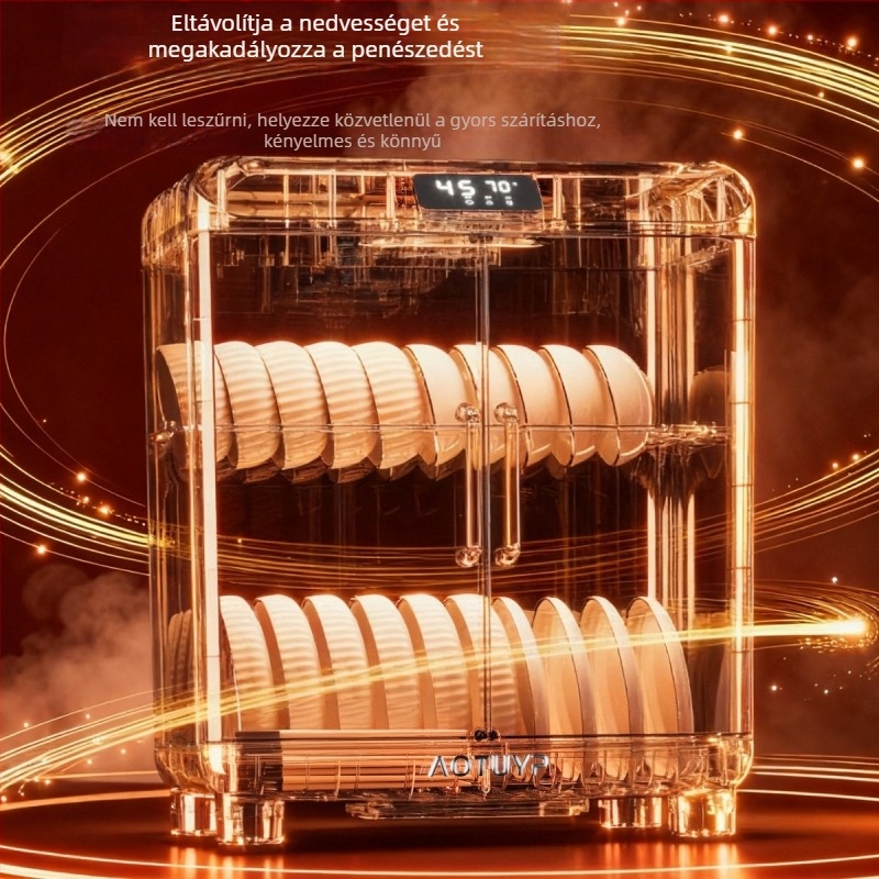 PP anyagú asztali edényszárító UV-diszinfekcióval, tálakhoz és tányérokhoz, európai stílus