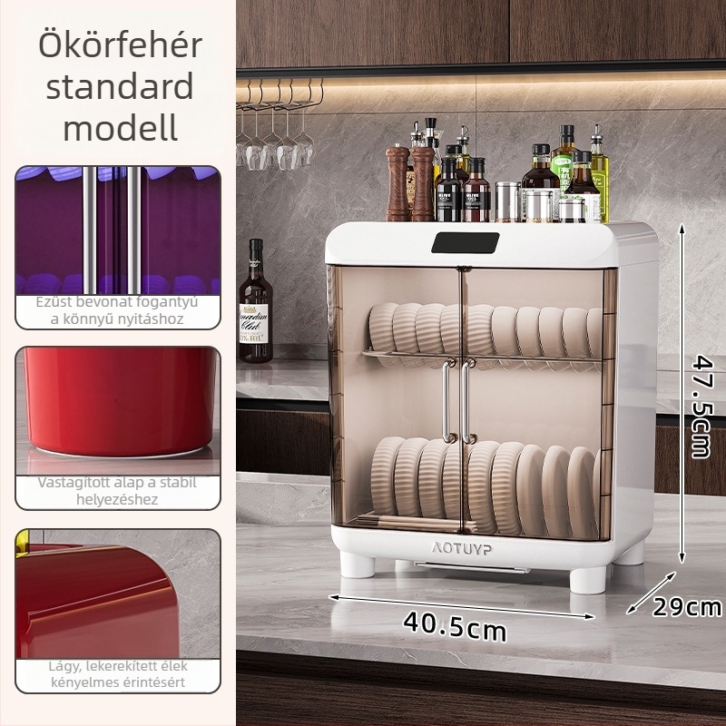 PP anyagú asztali edényszárító UV-diszinfekcióval, tálakhoz és tányérokhoz, európai stílus