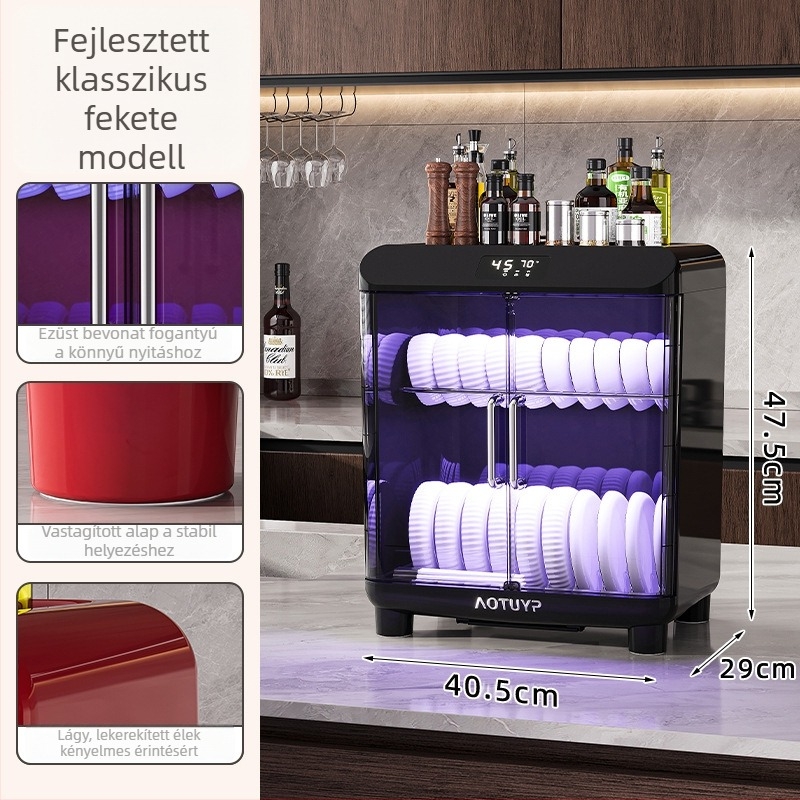 PP anyagú asztali edényszárító UV-diszinfekcióval, tálakhoz és tányérokhoz, európai stílus