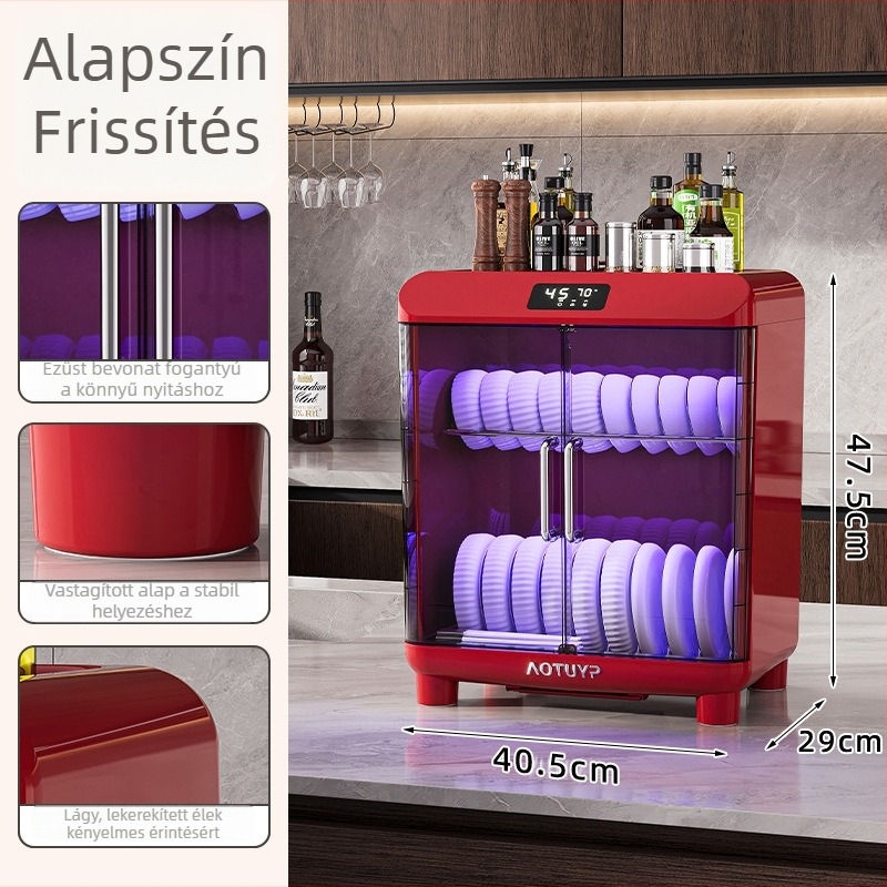 PP anyagú asztali edényszárító UV-diszinfekcióval, tálakhoz és tányérokhoz, európai stílus