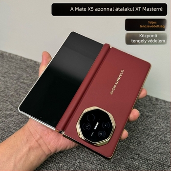 Huawei Mate X5 Kollekciós kiadás PU bőr tok központi zsanérral és okos ablakkal