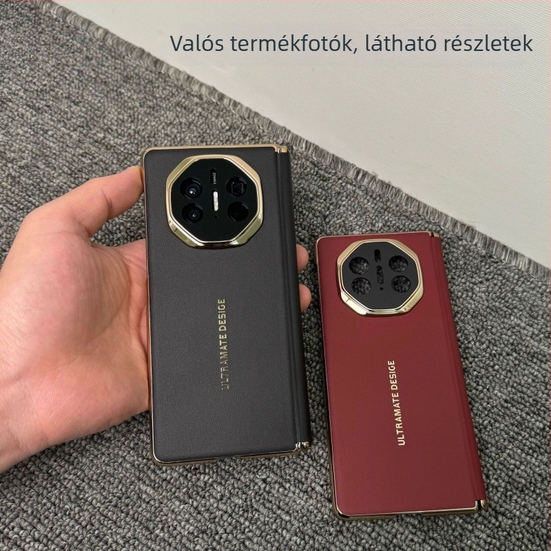 Huawei Mate X5 Kollekciós kiadás PU bőr tok központi zsanérral és okos ablakkal