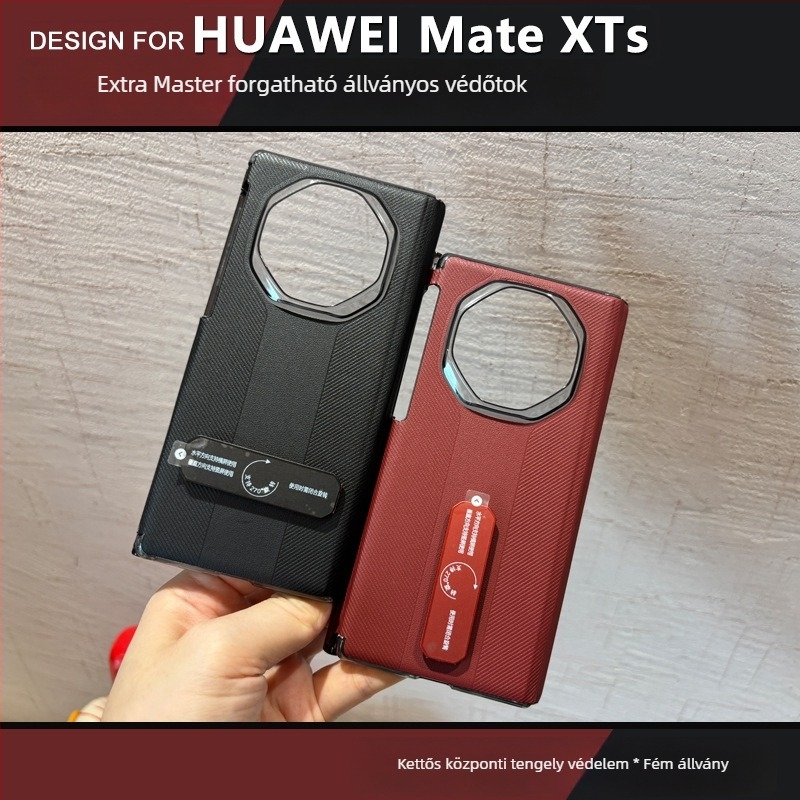 Huawei Mate XTS kettős tengelyű forgó tok, mágneses zsanérral, PU bőr, domborított felület