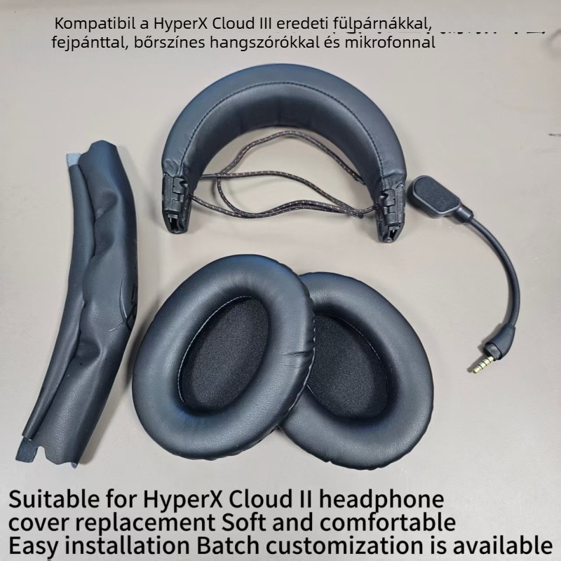 Kingston HyperX Cloud III Hurricane 3 Gen fejhallgatókhoz készült bőr fülpárnák – Mesterséges bőr, kényelmes viselet
