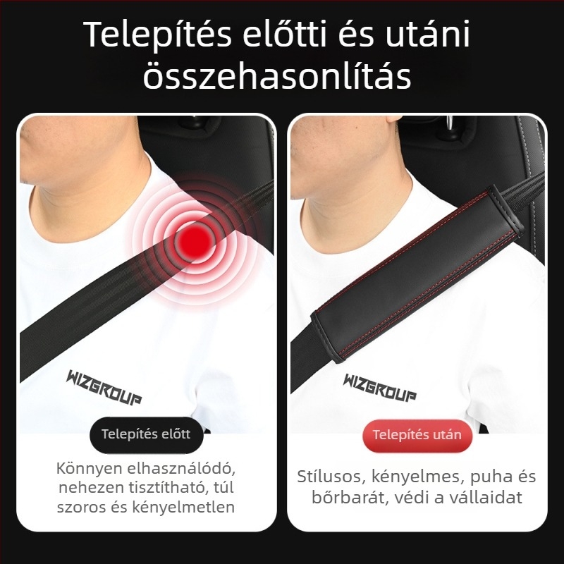 Bőr autóscél vállpárnák – kopásálló, hosszított és vastagabb, védelem a szorítás ellen, egész éves univerzális. Márka Nothing. Logó nyomtatás lehetséges. Testreszabás nélkül.