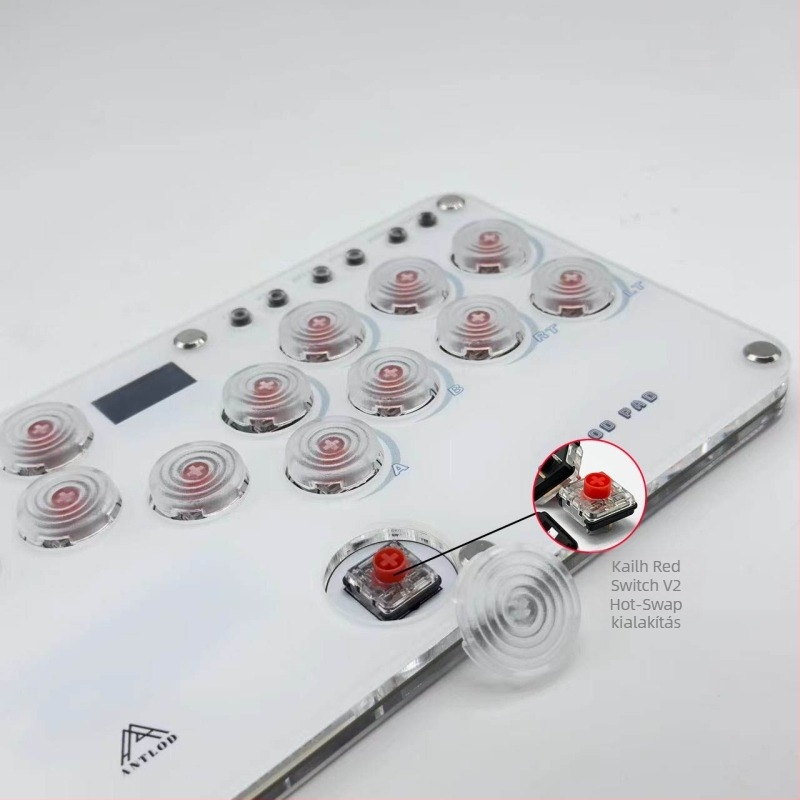 Hátsó fedél Hitbox Raspberry Pi 16-gombos harci billentyűzethez – USB, akril, LED világítás, személyre szabható rajzok, logó nyomtatás lehetséges