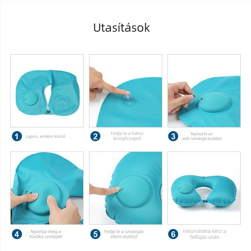U-alakú utazó nyakpárna memóriahabos töltettel; súly 0,5–1,0 kg; autóban és repülőn használható; modern minimalista stílus