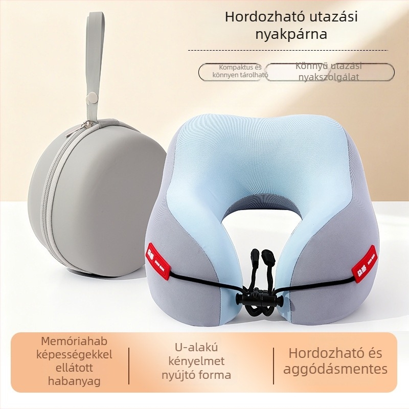 Hordozható U-alakú nyakpárna - memóriahab, Milk Silk anyag, összecsukható, univerzális használatra