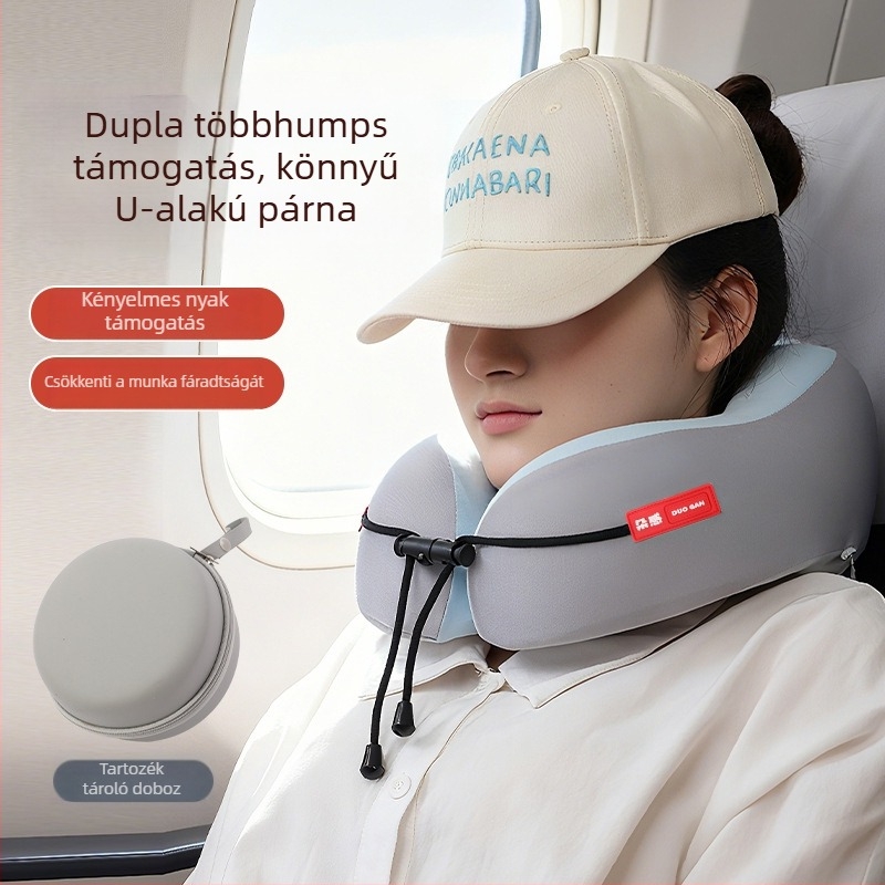 Hordozható U-alakú nyakpárna - memóriahab, Milk Silk anyag, összecsukható, univerzális használatra