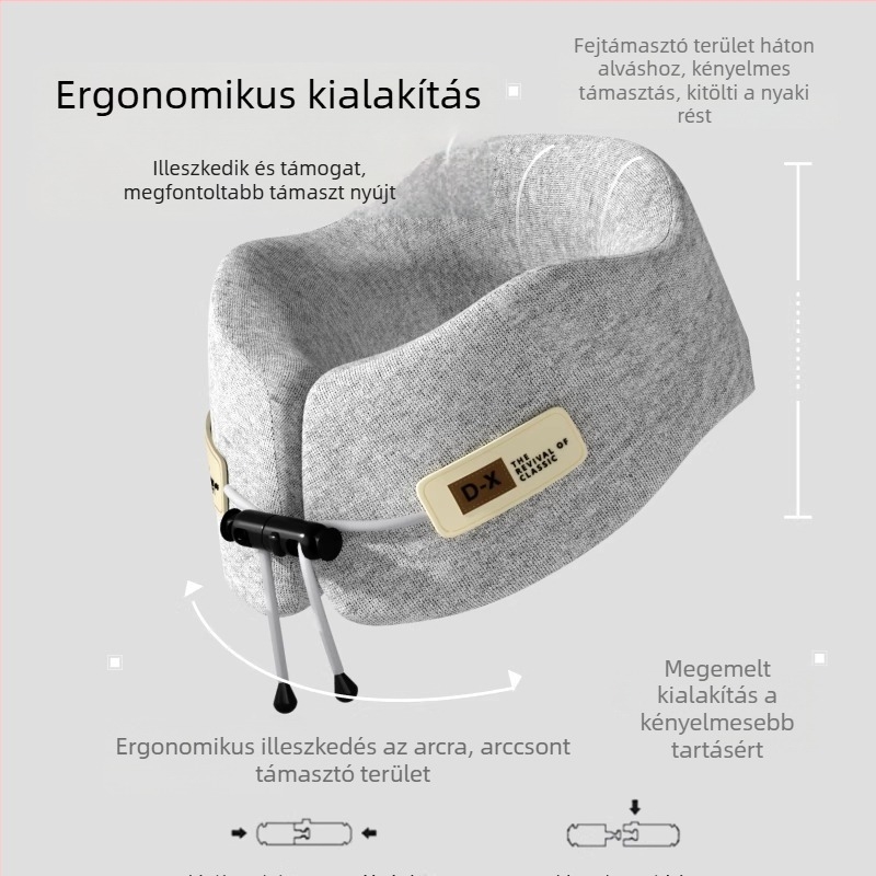 Memóriahabos U-formájú utazó nyakpárna – hordozható nyaki támasz repülőúton