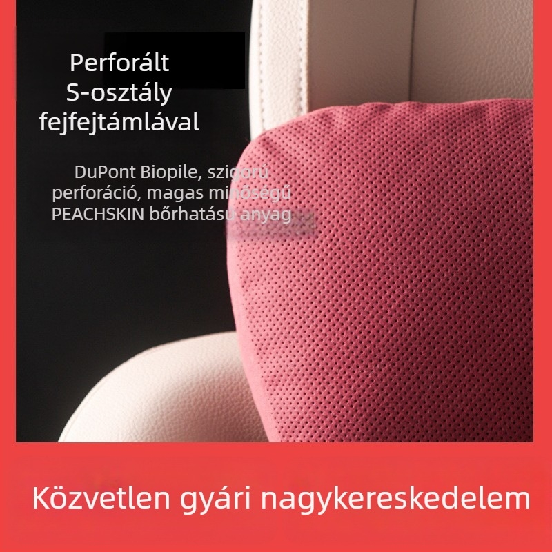 Autófejtámla nyakpárna, univerzális minden évszakhoz, mű plüss anyag, természetes rost töltet, autómárka logó