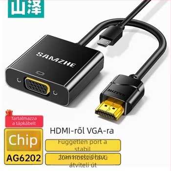 HDMI to VGA videóadapter hanggal, USB táplálás, aranyozott érintkezők