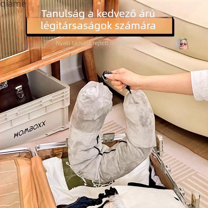 U alakú utazó nyakpárna repülőútra, hordozható; tölthető ruhákkal; súly 0,5–1,0 kg