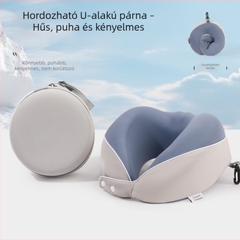 U-alakú hűtőmemóriahabos utazó párna, összecsukható nyakpárna, Ice Silk anyaggal