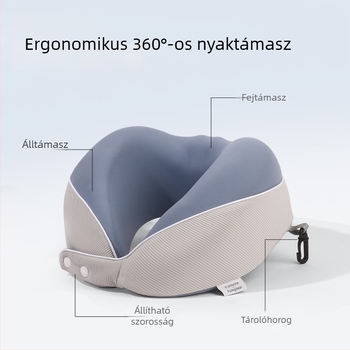 U-alakú hűtőmemóriahabos utazó párna, összecsukható nyakpárna, Ice Silk anyaggal