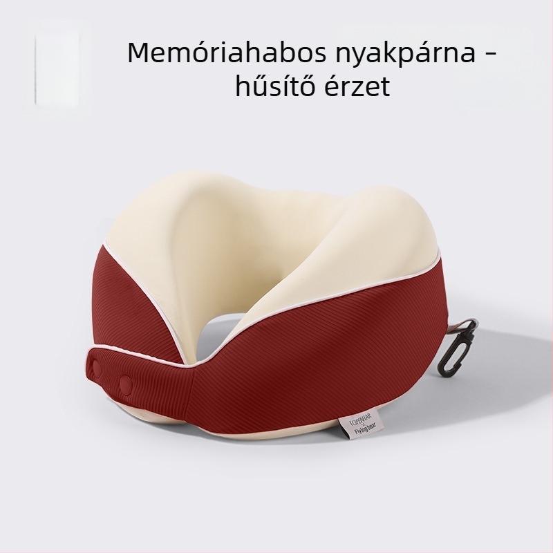 U-alakú hűtőmemóriahabos utazó párna, összecsukható nyakpárna, Ice Silk anyaggal