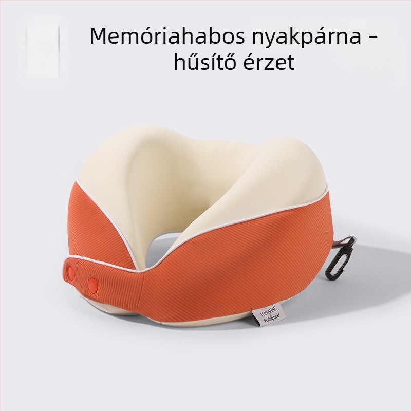 U-alakú hűtőmemóriahabos utazó párna, összecsukható nyakpárna, Ice Silk anyaggal