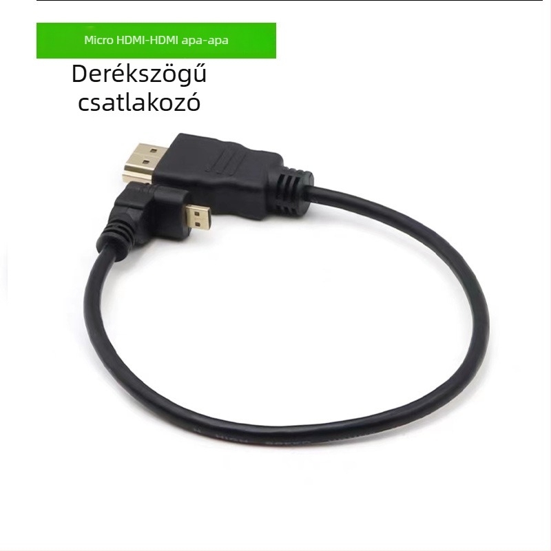 HDMI A-tól micro HDMI-ig kábel, 1,5 m, aranyozott, 90° többirányú csatlakozó, kamerák és számítógépekhez