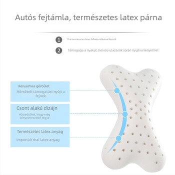 Autófej-támasz természetes latex töltettel, bársony pamut párnahuzat, minimalist stílus, univerzális illeszkedés, testreszabás elérhető