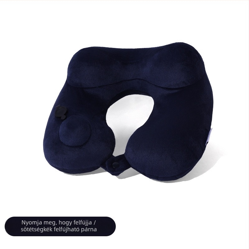 Felfújható U-alakú nyakpárna ergonómikus kialakítással; hordozható kültéri utazásokhoz; töltet: levegő; anyag: Jersey; súly 0,5 kg alatt