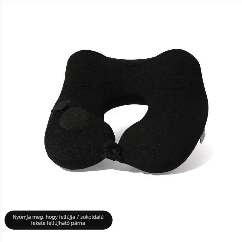 Felfújható U-alakú nyakpárna ergonómikus kialakítással; hordozható kültéri utazásokhoz; töltet: levegő; anyag: Jersey; súly 0,5 kg alatt