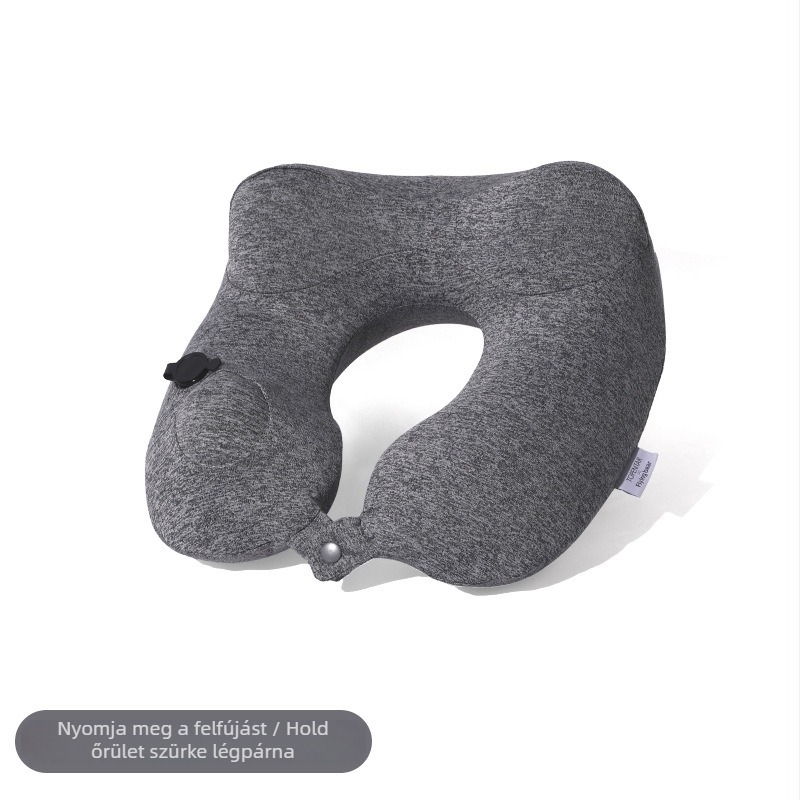 Felfújható U-alakú nyakpárna ergonómikus kialakítással; hordozható kültéri utazásokhoz; töltet: levegő; anyag: Jersey; súly 0,5 kg alatt