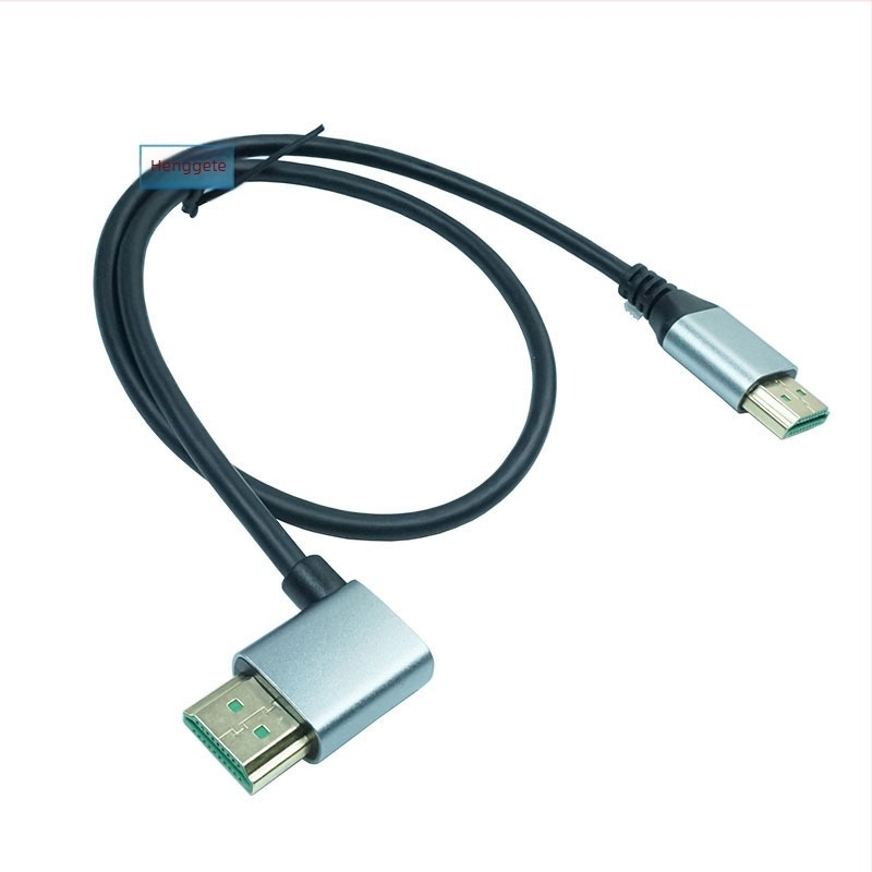 HDMI 2.1 kábel, 8K/19+1 Ultra HD, derékszögű csatlakozó, vékony vezeték, fém burkolat