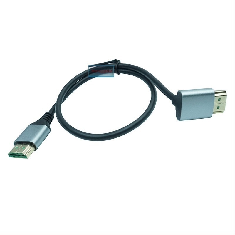 HDMI 2.1 kábel, 8K/19+1 Ultra HD, derékszögű csatlakozó, vékony vezeték, fém burkolat