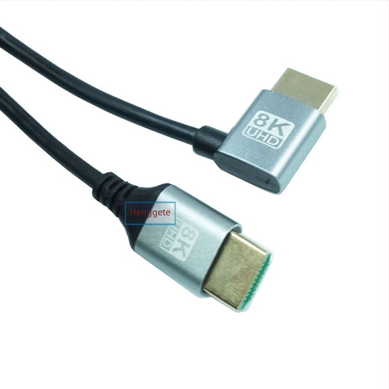 HDMI 2.1 kábel, 8K/19+1 Ultra HD, derékszögű csatlakozó, vékony vezeték, fém burkolat