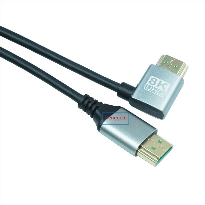 HDMI 2.1 kábel, 8K/19+1 Ultra HD, derékszögű csatlakozó, vékony vezeték, fém burkolat
