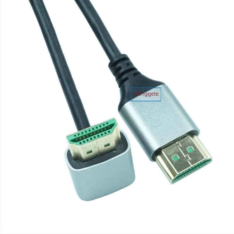 HDMI 2.1 kábel, 8K/19+1 Ultra HD, derékszögű csatlakozó, vékony vezeték, fém burkolat
