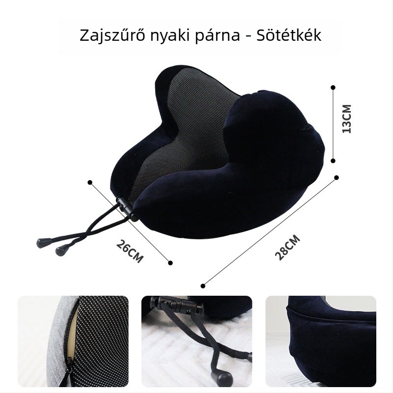 U-alakú memory cotton párna kötött huzattal, 1 kg alatt, általános felhasználás felnőtteknek