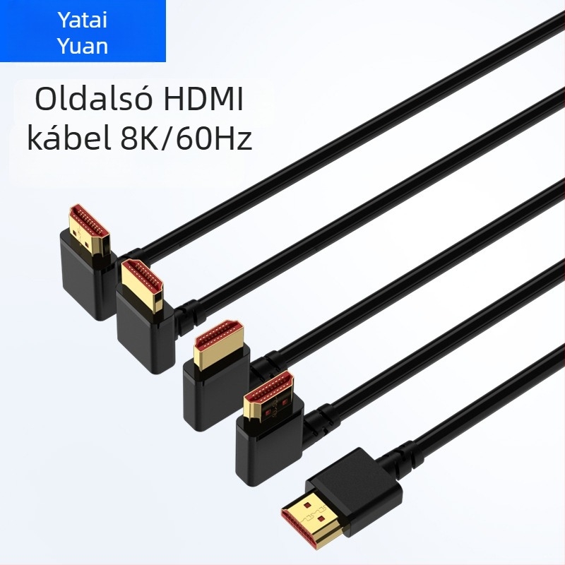 HDMI 2.1 hajlított kábel, 90°, 8K/4K támogatás, oxigénmentes réz, arany bevonat