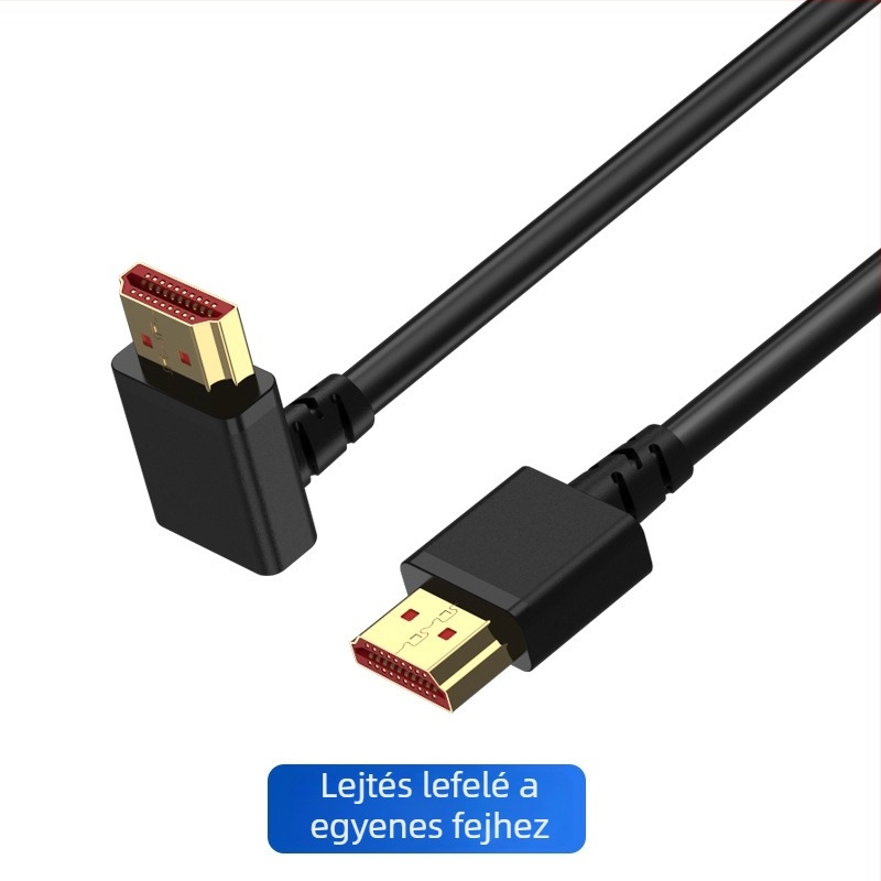 HDMI 2.1 hajlított kábel, 90°, 8K/4K támogatás, oxigénmentes réz, arany bevonat