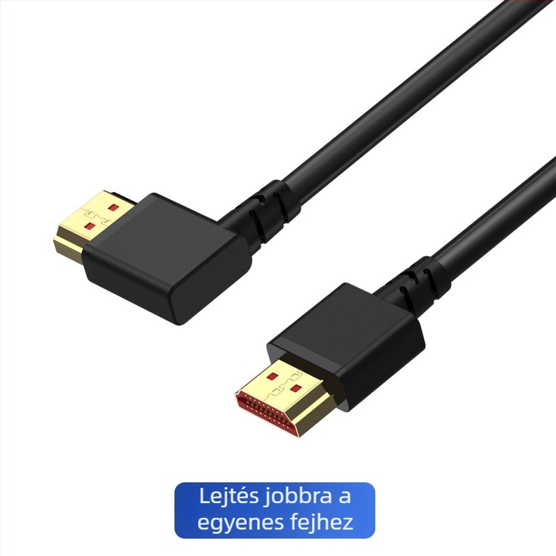 HDMI 2.1 hajlított kábel, 90°, 8K/4K támogatás, oxigénmentes réz, arany bevonat