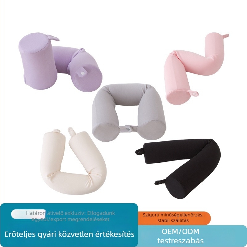 Memory foam U-alakú nyakpárna irodai szunyókáláshoz; könnyű, többfunkciós, hengeres deformációs dizájn; töltet: memóriahab + pom