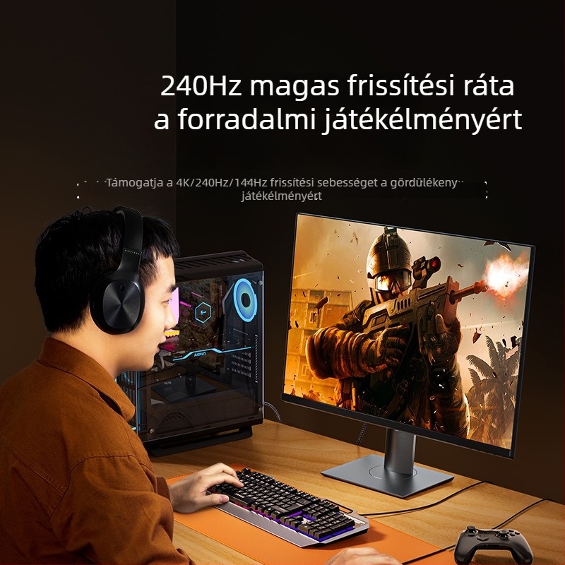 HDMI 2.1 kábel, A típusú csatlakozóval, aranyozott csatlakozók, támogatja az 8K és 4K felbontást